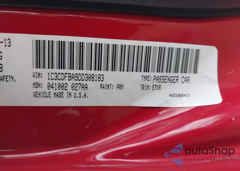 2013 Dodge Dart Sxt from USA, damaged, VIN 1C3CDFBA9DD308183